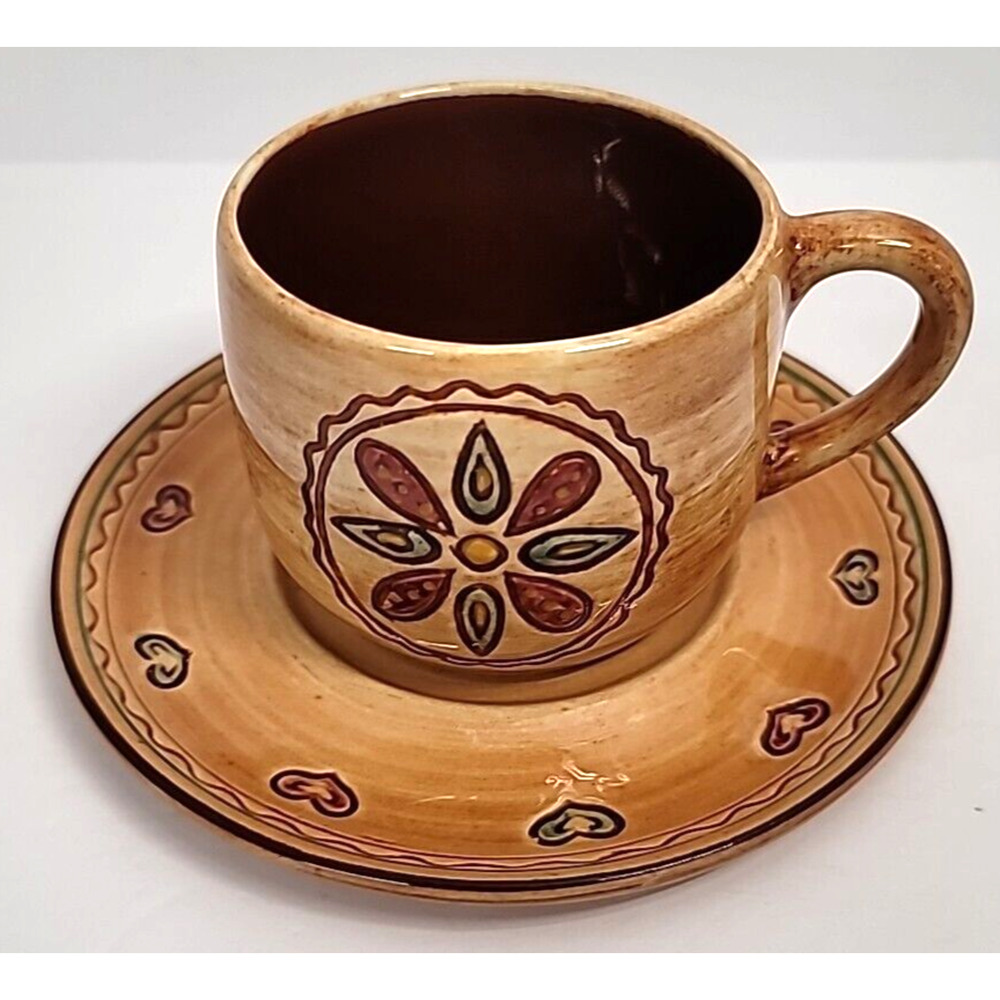 Pennsbury Pottery Cup and Saucer Hearts and Flower Design